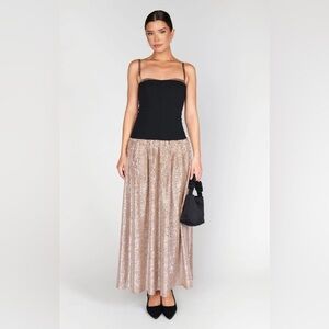 Show Me Your MuMu Black and Gold Sequin Maxi Dress